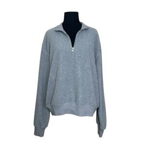 Topshop gray teddy long sleeves pullover sweater size 12